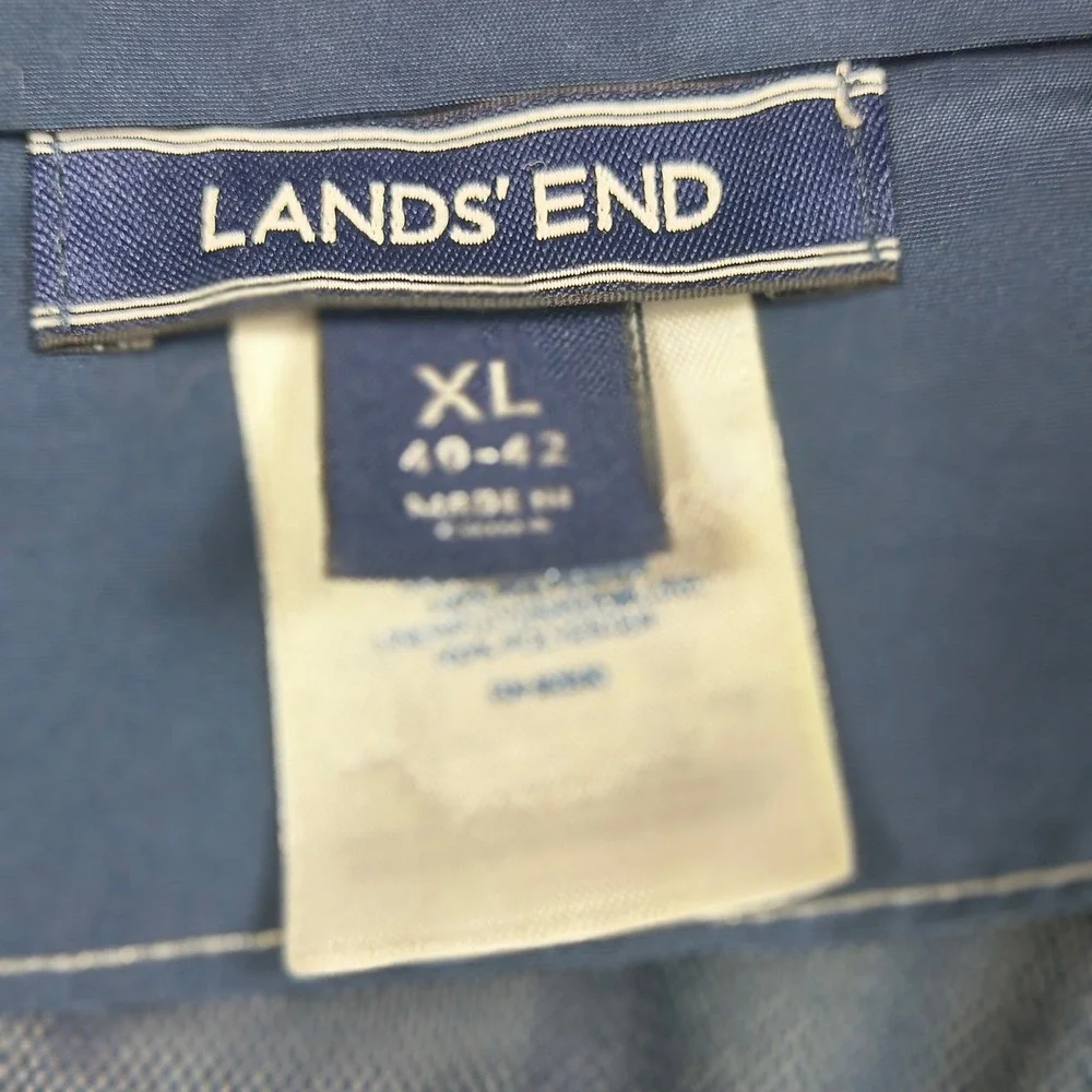 Lands End Mens XL Swim Trunks Board Shorts Red Blue White Striped Colorblock